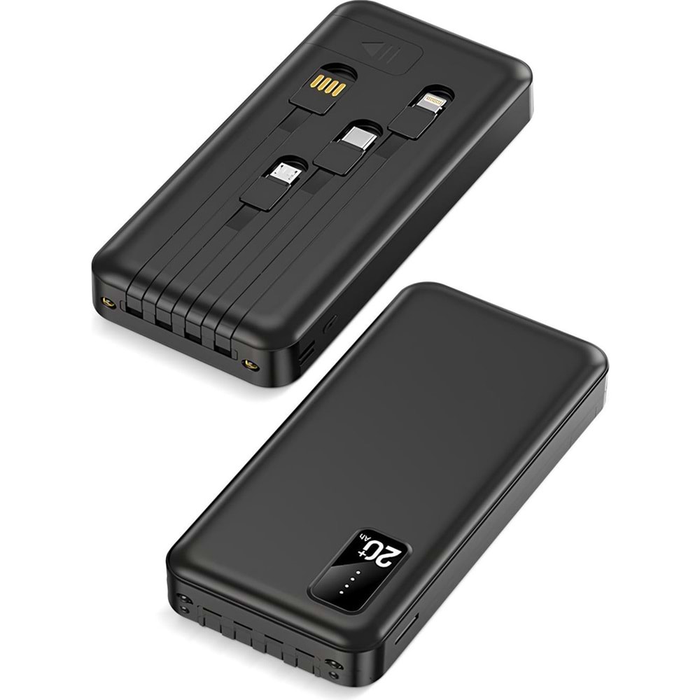 Powerway TX209 20.000 Mah Kablolu Dijital Göstergeli Powerbank Pil Şarj Cihazı