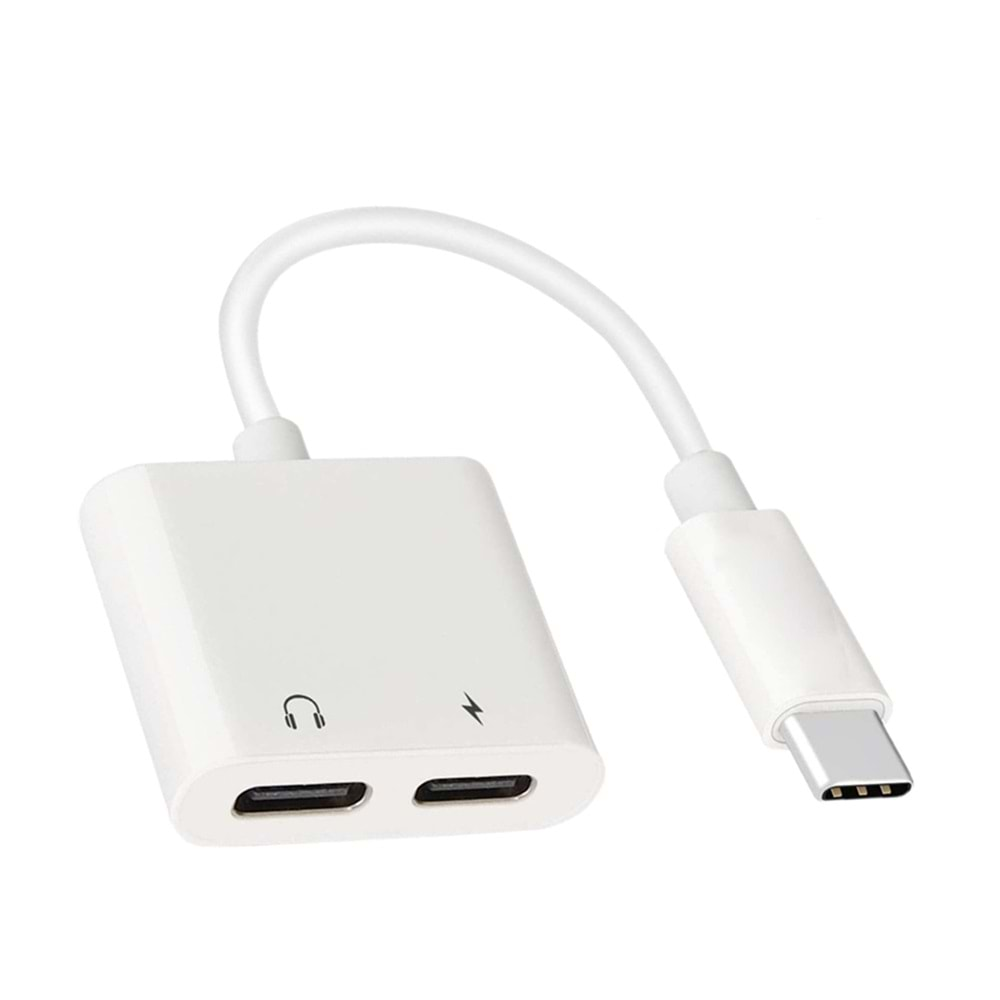 Powerway AC09 USB Type-C Uyumlu Type-C 2in1 Şarj Kulaklık Dönüştürücü Jack Adaptör Şarj Çoğaltıcı Splitter