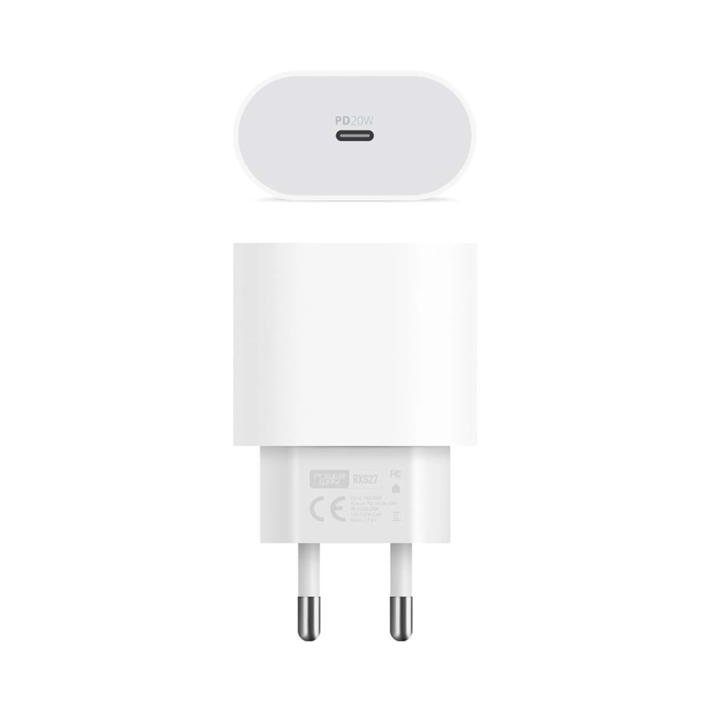 Powerway RXS27 25W Type-C Şarj Adaptörü ve Kablo Seti Hızlı ve Güvenli Apple Uyumlu