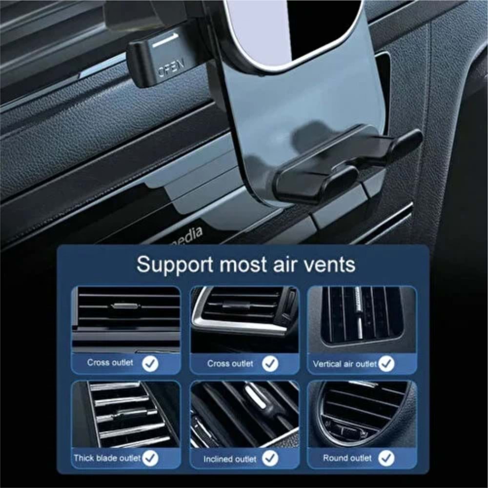 Powerway TT49 Araç İçi Petek Için Kıskaçlı Destekli Telefon Tutucu