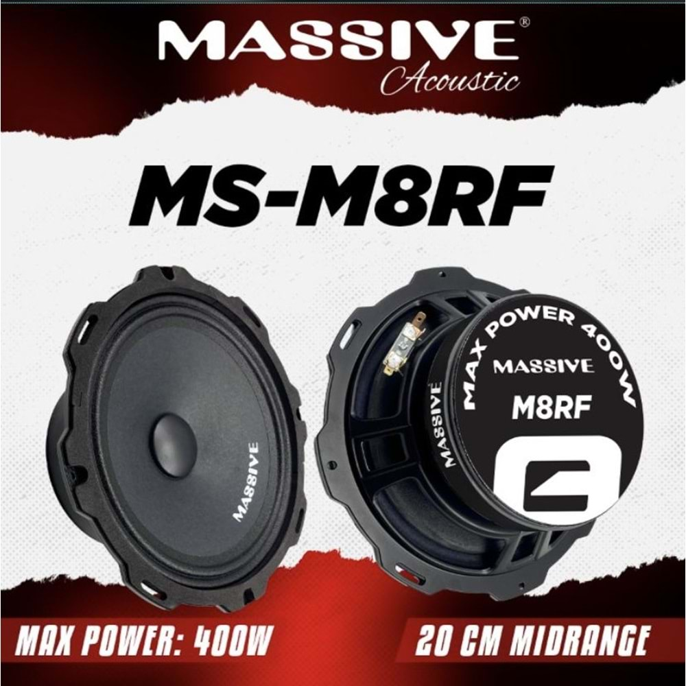 Massıve MS-M8RF 20 Cm 400 Watt Profesyonel Midrange Oto Hoperlör