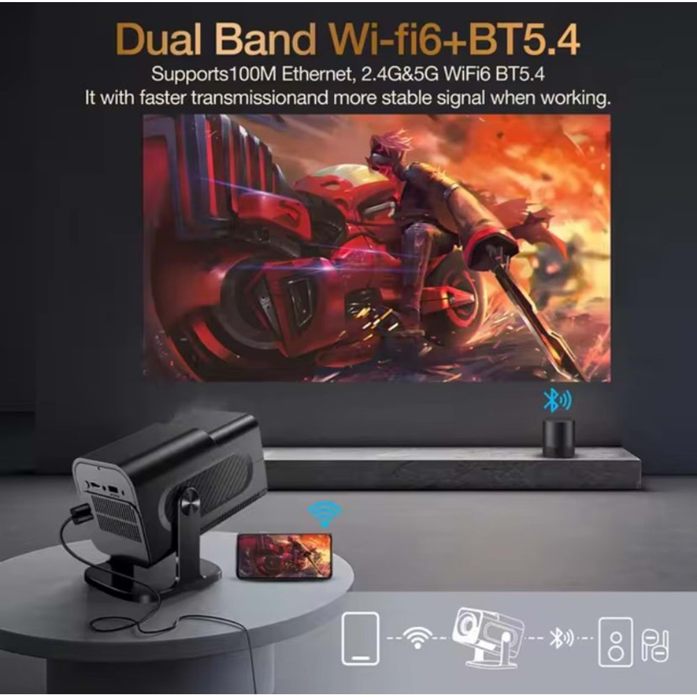 HCS350 pro Retro video oyunu konsolları Android12.0 TV OS A53 sistemi WIFI taşınabilir akıllı projektör 720p ev projektör