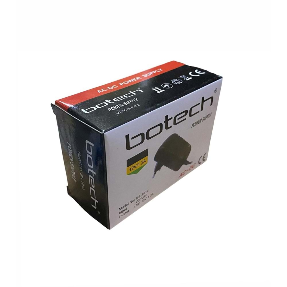 Botech BS-1012 12V 1.2A 5.5*2.5 Mm Uçlu Priz Tipi Plastik Kasa Adaptör