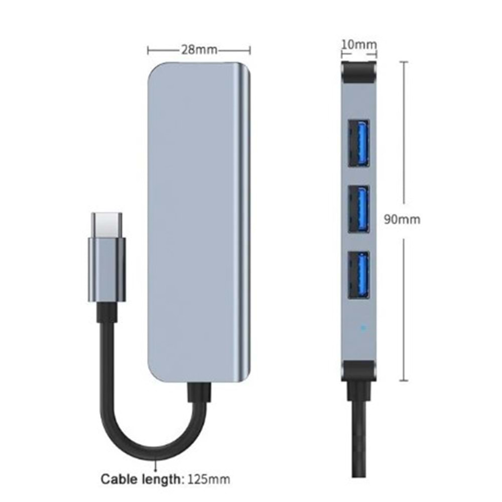 Bawerlink BW-2026 Type-C 4 port Usb 3.0/2.0 Yeni Nesil Type-C Usb Çoğaltıcı