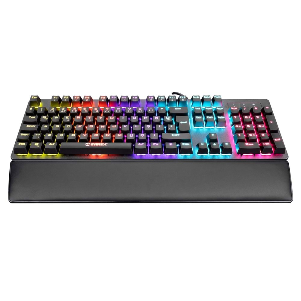 Everest KB-GX7 BLUESKY 21 Işık Efektli BLUE SWITCH Bilek Destekli Mekanik Gaming Oyuncu Klavyesi