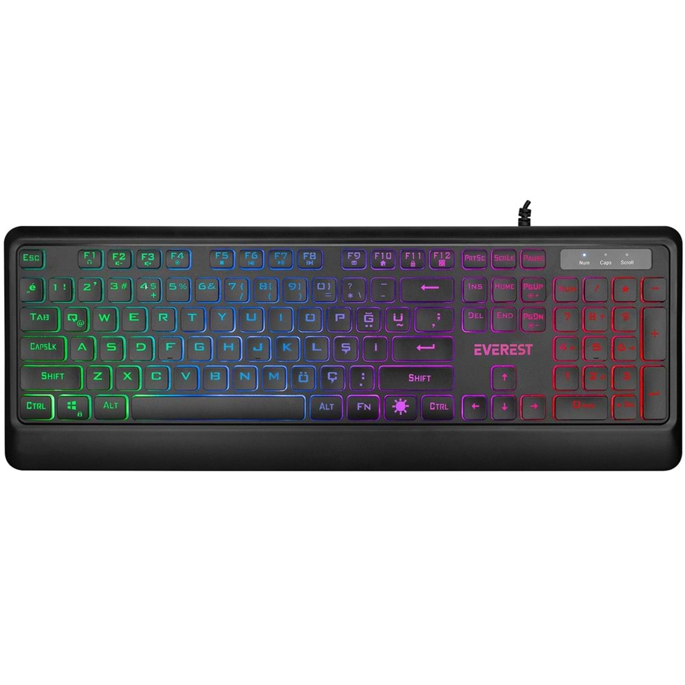 Everest KM-R59 FORZA PLUS Siyah Usb Rainbow Backlight Q Klavye + 1200 dpi Mouse Set