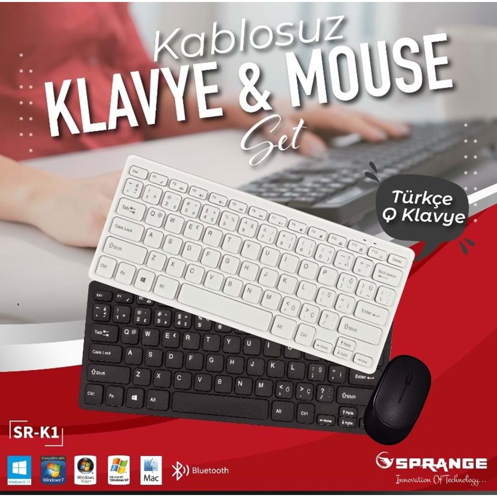 Sprange SR-K1 BT+2.4G Kablosuz Klavye + Mouse Set