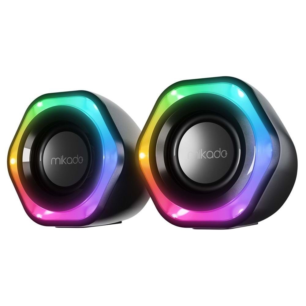 Mikado MD-176 2.0 3W*2 RGB Aydınlatmalı USB + 3.5mm USB 5V Speaker Hoparlör