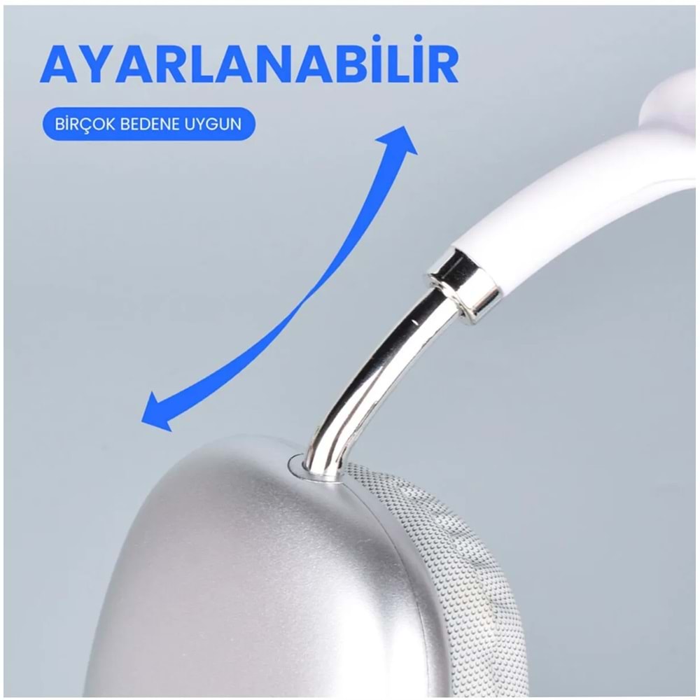 Maxron P9 Lite Beyaz Bluetooth 5.3 Kulak Üstü Kulaklık 10 Saat Müzik Micro Sd Type-C Şarj