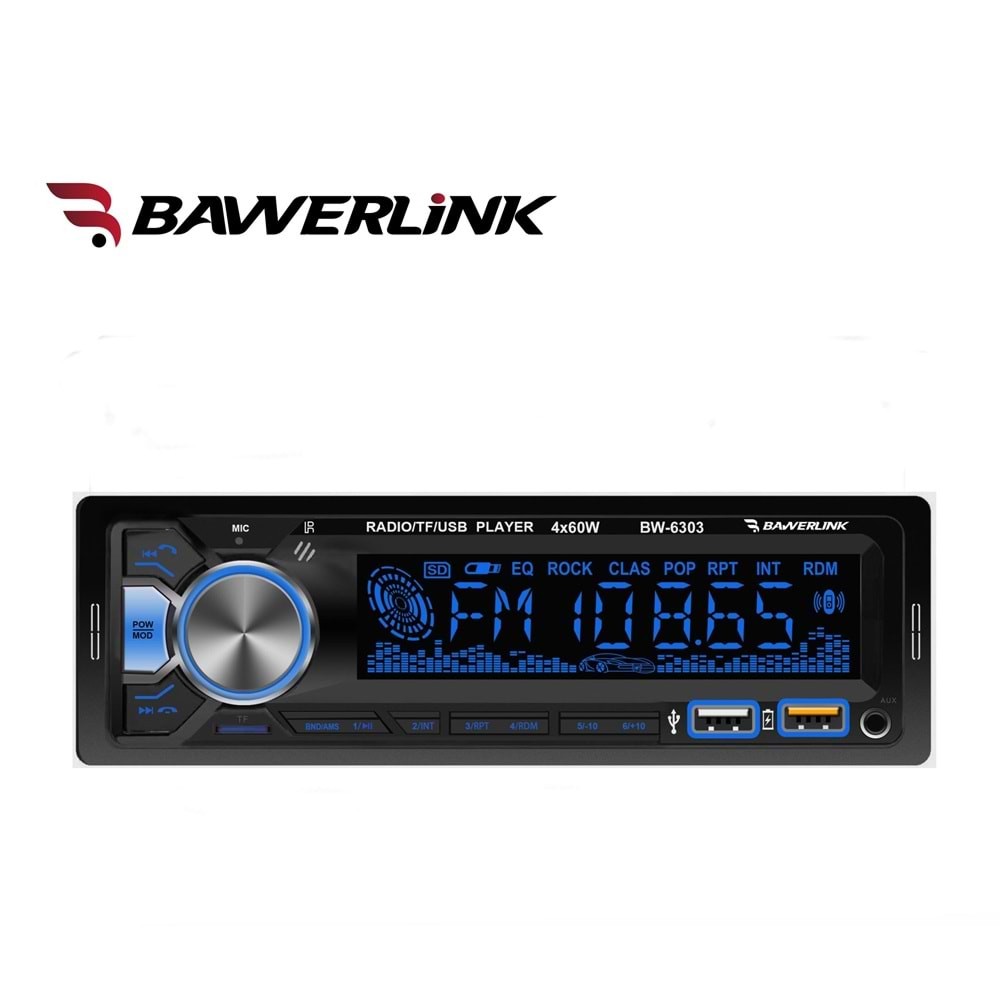 Bawerlink BW-6303 4x50 Watt Çift USB/SD/FM Bluetooth Oto Teyp