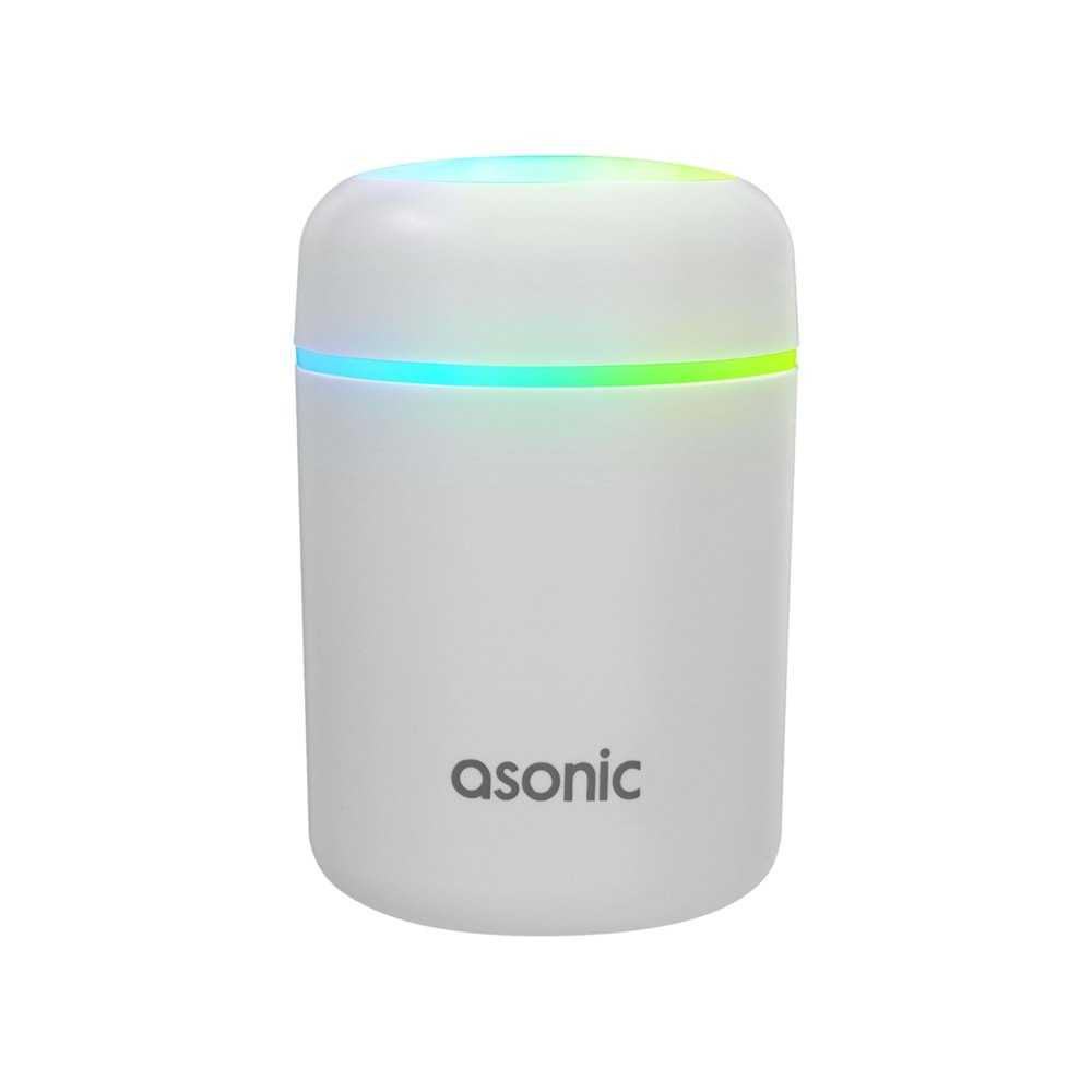 Asonic HN21 Matte Beyaz 2W 300ML kapasiteli 4 Saat Çalışabilir RGB Mini Oda Nemlendirici