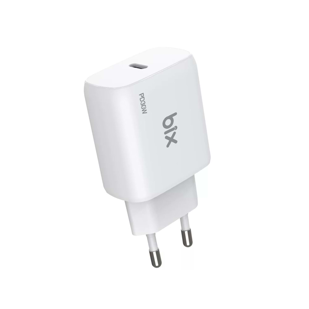 Bix BXPD30TA 30W Type-C PD 3.0 PPS Akım Korumalı Hızlı Şarj Adaptörü Beyaz