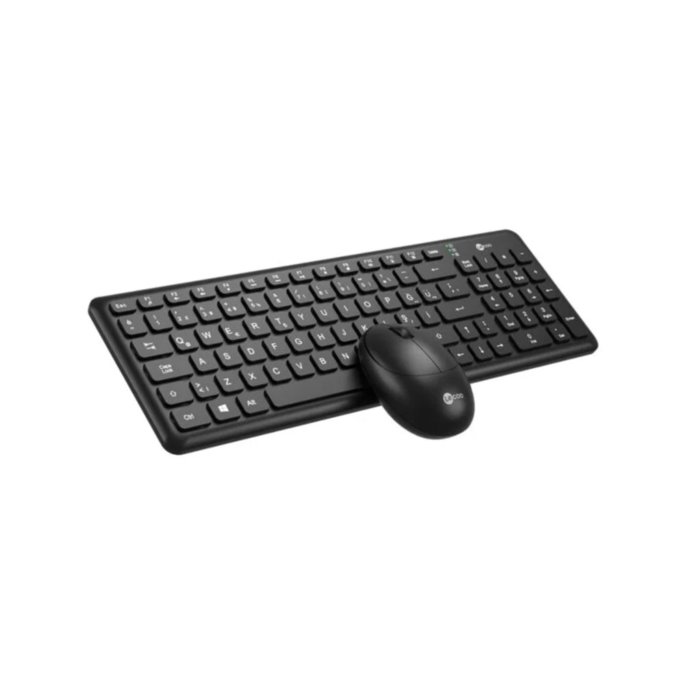 Lecoo KW204 Kablosuz Türkçe Q Klavye / Mouse Set Beyaz/Siyah