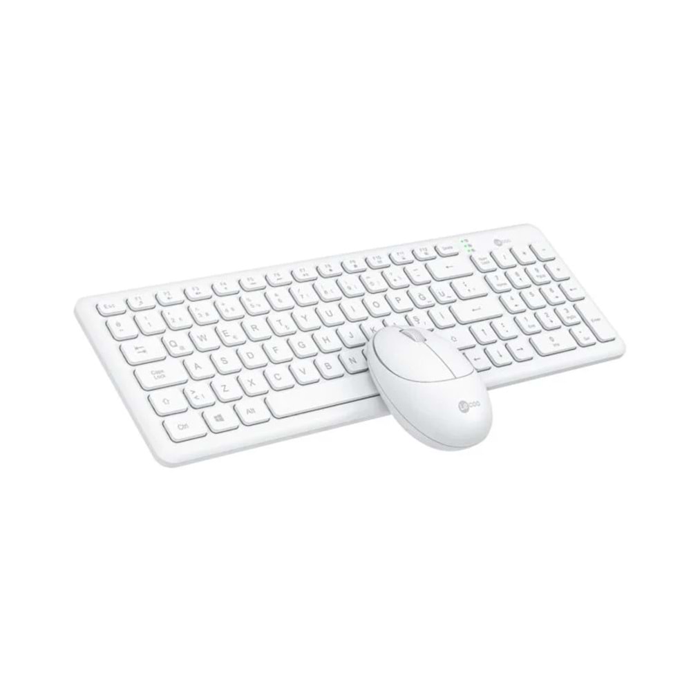 Lecoo KW204 Kablosuz Türkçe Q Klavye / Mouse Set Beyaz/Siyah