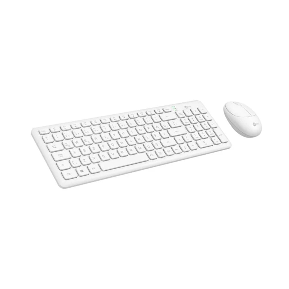 Lecoo KW204 Kablosuz Türkçe Q Klavye / Mouse Set Beyaz/Siyah