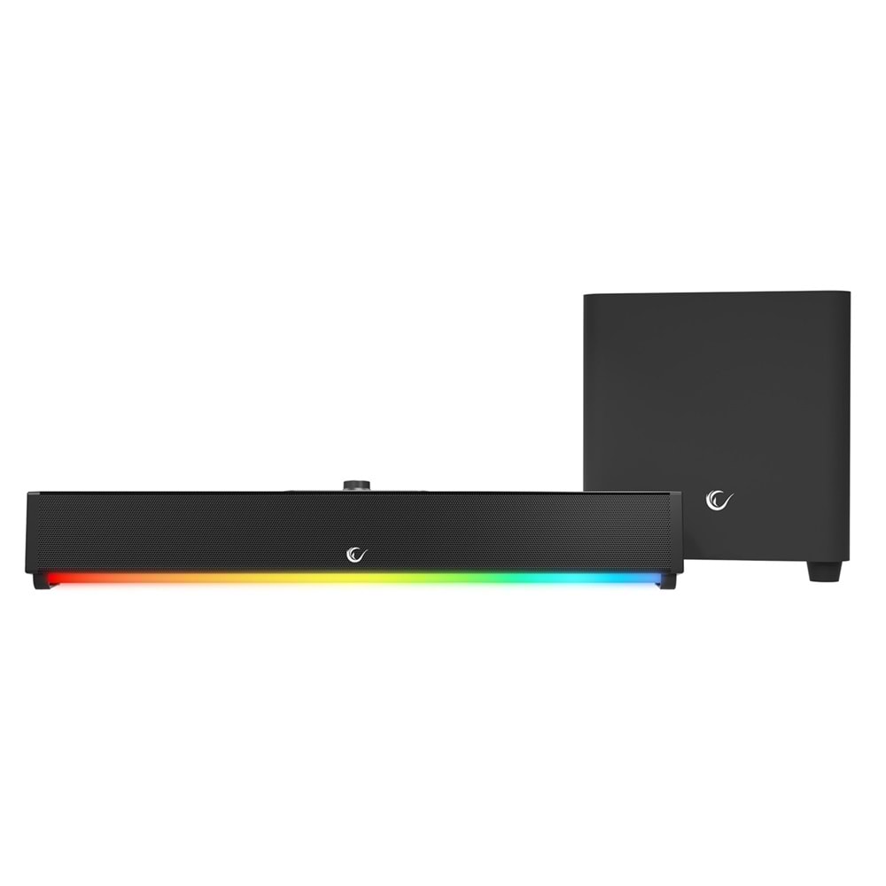 Rampage RM-1 SoundWave Plus Siyah 2X15W + 34W 16V/4.06A BT+USB+AUX+TF Kartlı Gaming Soundbar Speaker