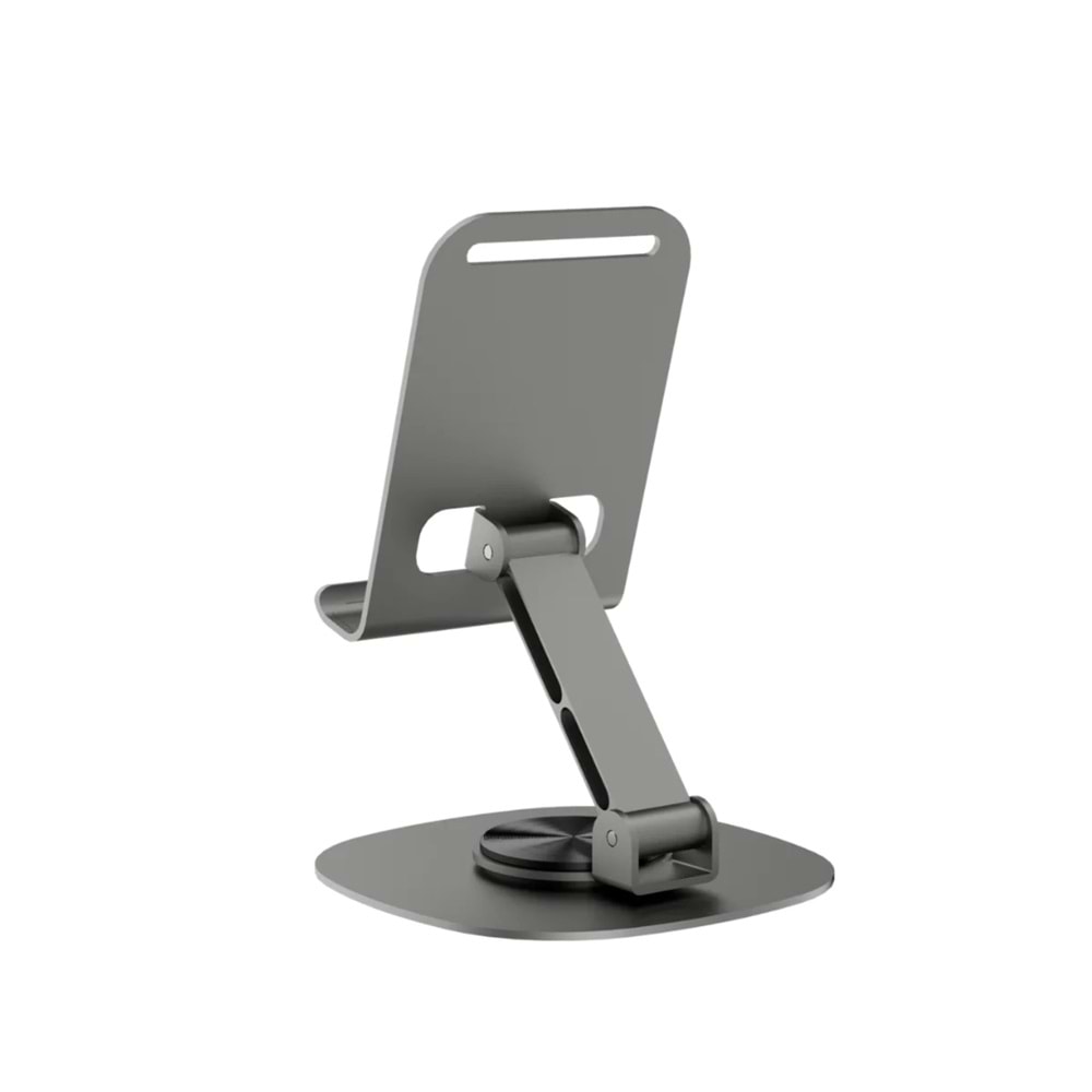 Bix TS01 Katlanabilir 360° Çok Açılı Yükseklik Ayarlı Metal Masaüstü Tablet iPad Tutucu Telefon Standı Gri