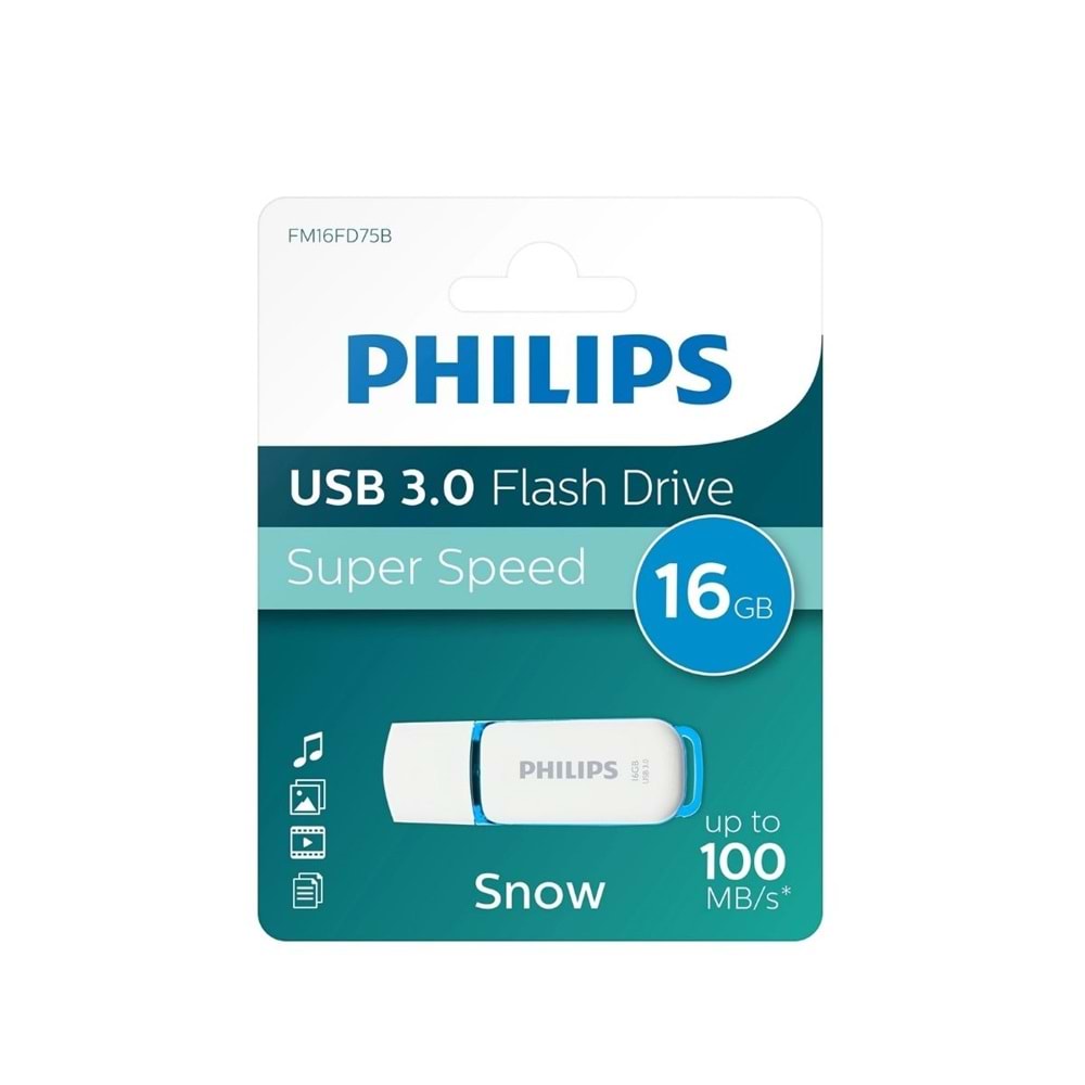 Philips 16 Gb Usb 3.0 Snow Okyanus Mavisi Flash Driver Bellek FM16FD75B