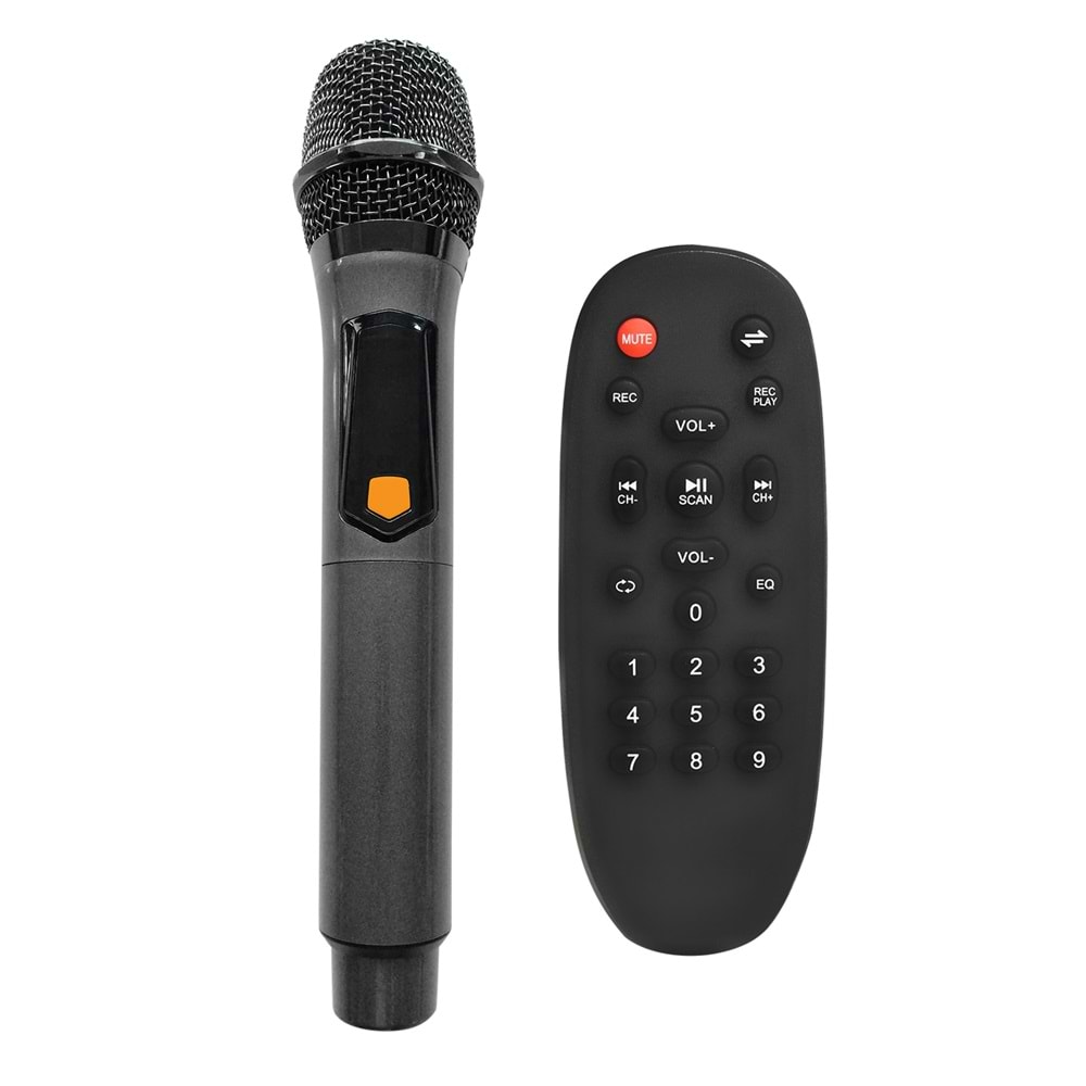 Mikado MD-103KP 200W 12V 14000mAh Bataryalı Siyah 1 UHF UV Mikrofonlu USB/BT/TF/TWS/AUX RGB 220V Kablolu Gitar Girişli P