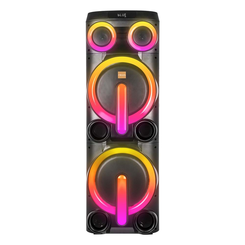 Mikado MD-103KP 200W 12V 14000mAh Bataryalı Siyah 1 UHF UV Mikrofonlu USB/BT/TF/TWS/AUX RGB 220V Kablolu Gitar Girişli P