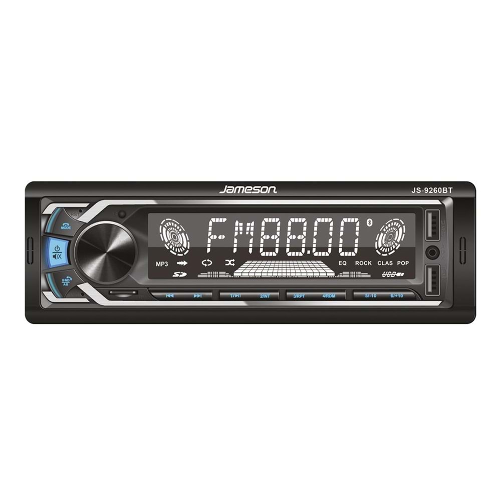 Jameson JS-9260BT USB Charge Bluetooth Aux Hafıza Kartı Lcd Ekran Çift Anfi Çıkışlı 4X60W Oto Teyp