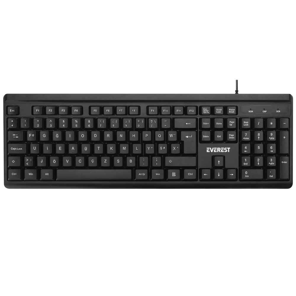Everest KB-741F Siyah/Gri USB 2 Metre Bakır Kablolu Tamamen Türkçe F Klavye
