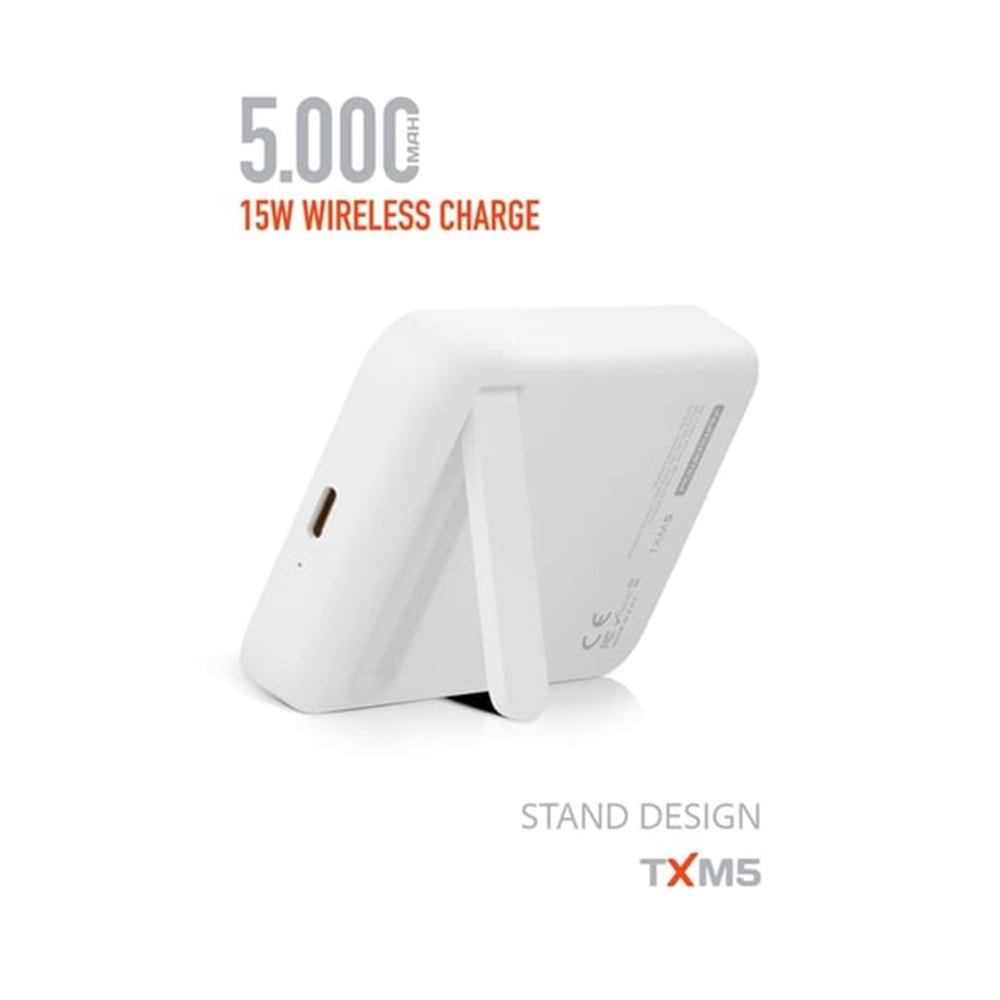 Powerway TXM5 5.000 mAh PD 15W Magsafe Kablosuz Wireless Taşınabilir Şarj Cihazı Powerbank