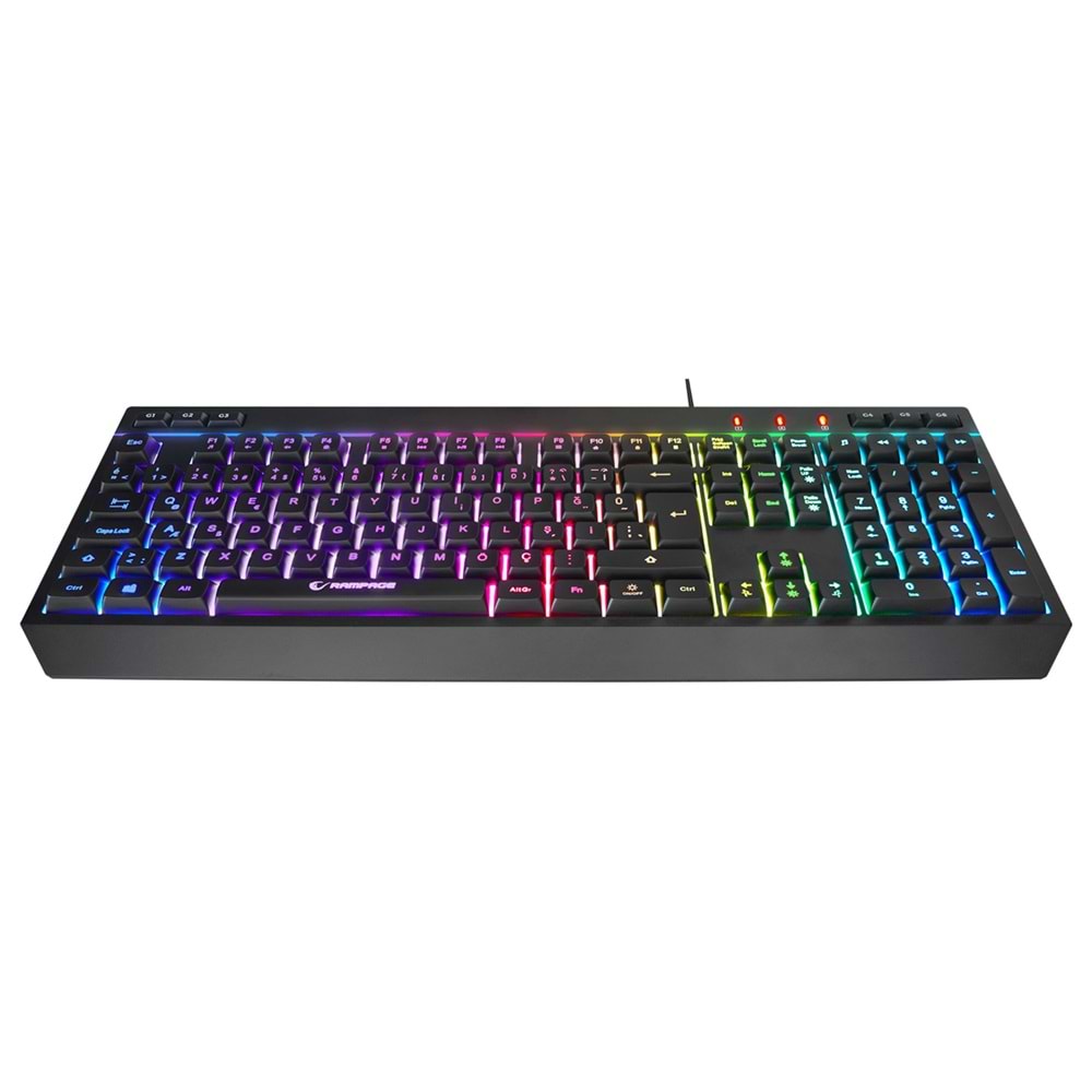 Rampage KM-R57 Seraphic Beyaz&Siyah RGB Aydınlatmalı Q Oyuncu Multmedia Klavye ve 12800 DPI Mouse Gaming Set