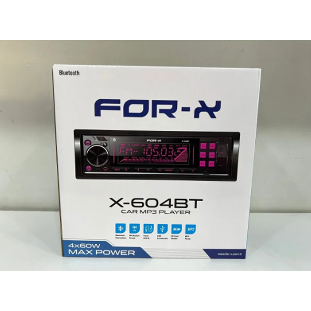 For-X X-604BT Çift USB/TF/BT/FM 4+60 Watt 3 Anfi Çıkışlı Oto Teyp