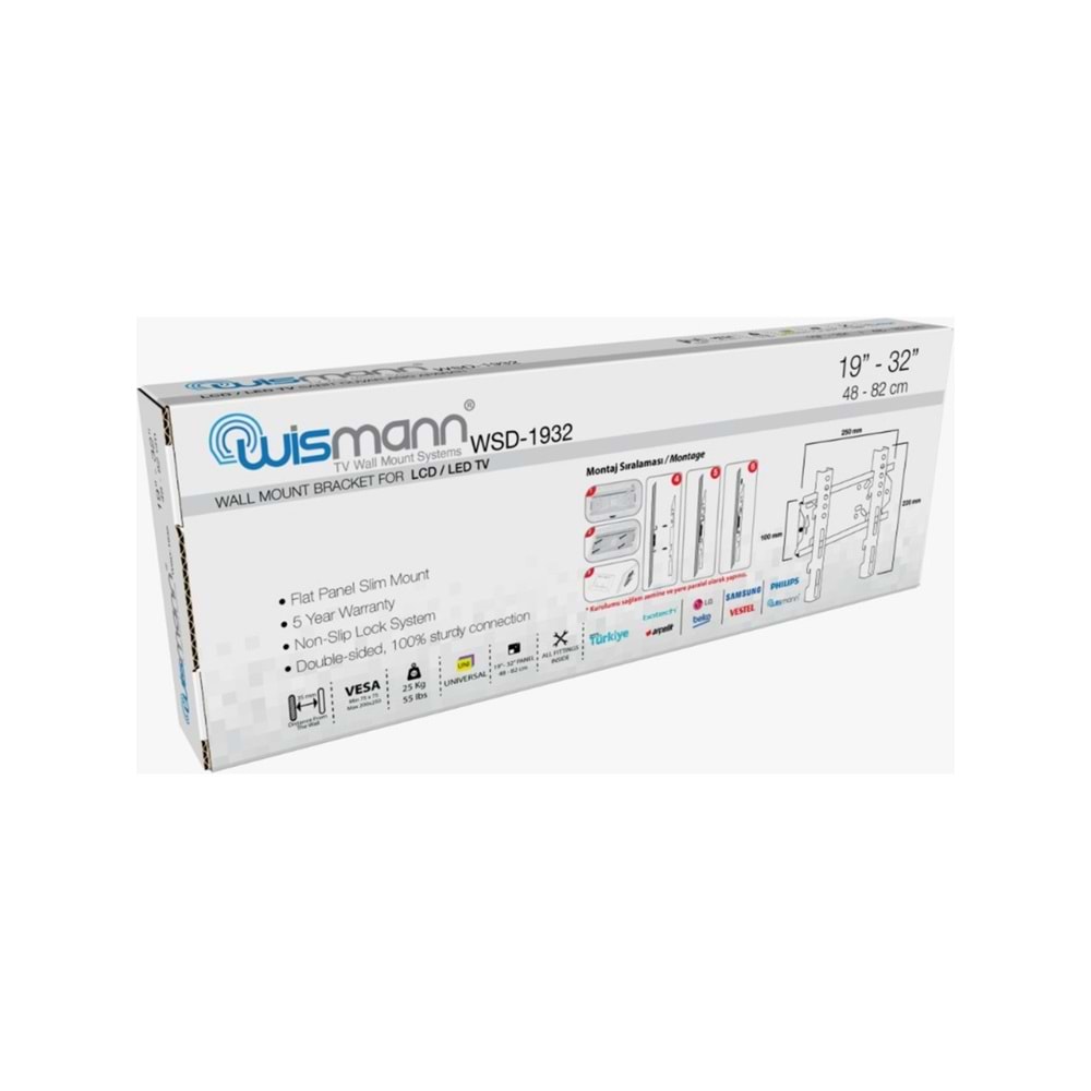 Wismann WSD-19''-32'' Tv Sabit Askı Aparatı WSD-1932