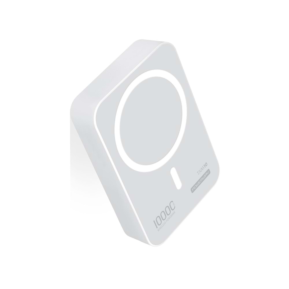 Powerway TXM10 10.000 mAh PD 15W Magsafe Kablosuz Wireless Taşınabilir Şarj Cihazı Beyaz Powerbank