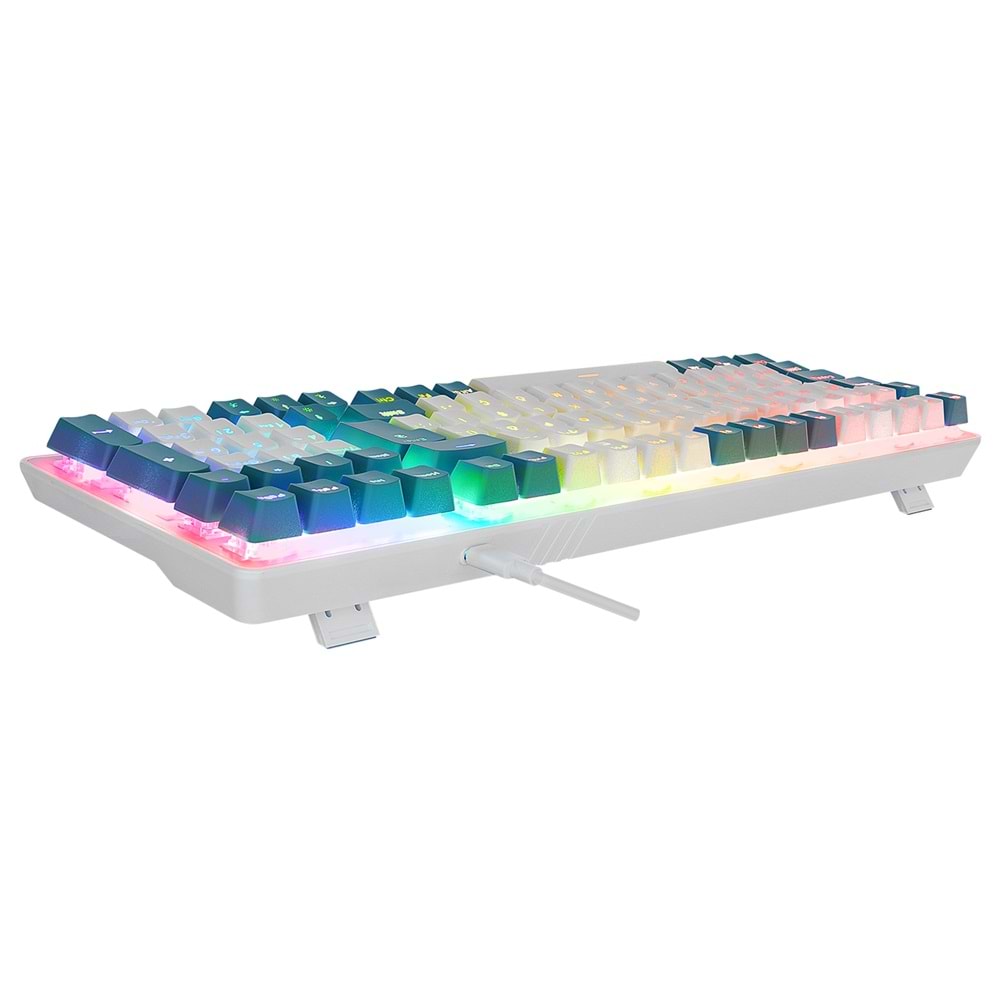 Acer eMachines EAK100 Yeşil/Beyaz USB RGB Backlight RED SWITCH Mekanik Q 100 Tuşlu Compact Gaming Klavye