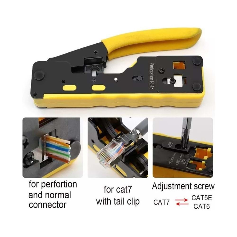Rose RC-812 Cat5/Cat6/CAT7 EZ-RJ45-RJ11 Konnektör Sıkma Pensesi