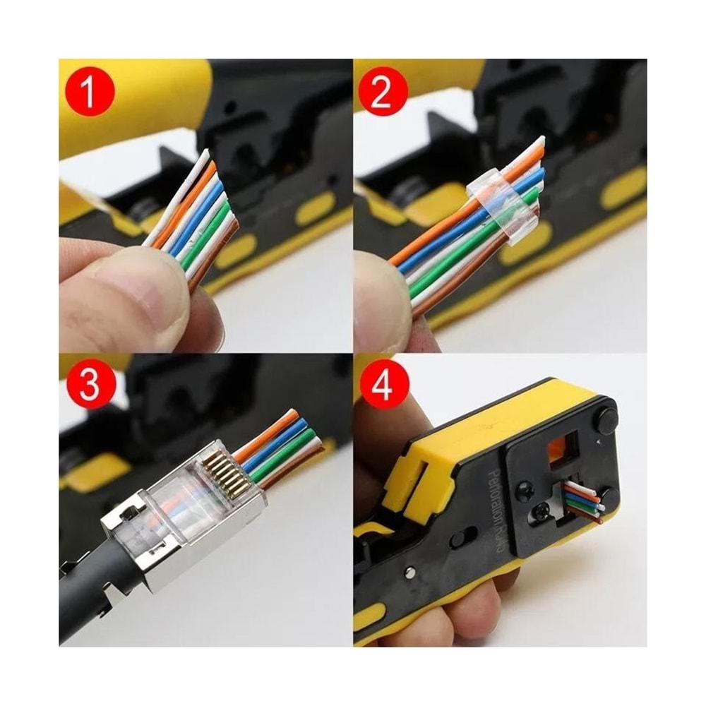 Rose RC-812 Cat5/Cat6/CAT7 EZ-RJ45-RJ11 Konnektör Sıkma Pensesi