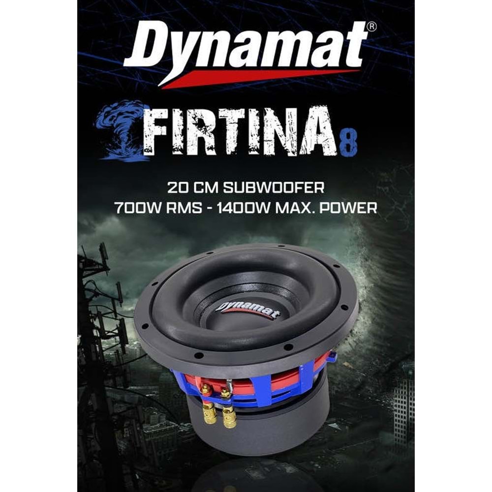 Dynamat FIRTINA 8 20 Cm 700 Rms 1400 Watt Oto Subwoofer