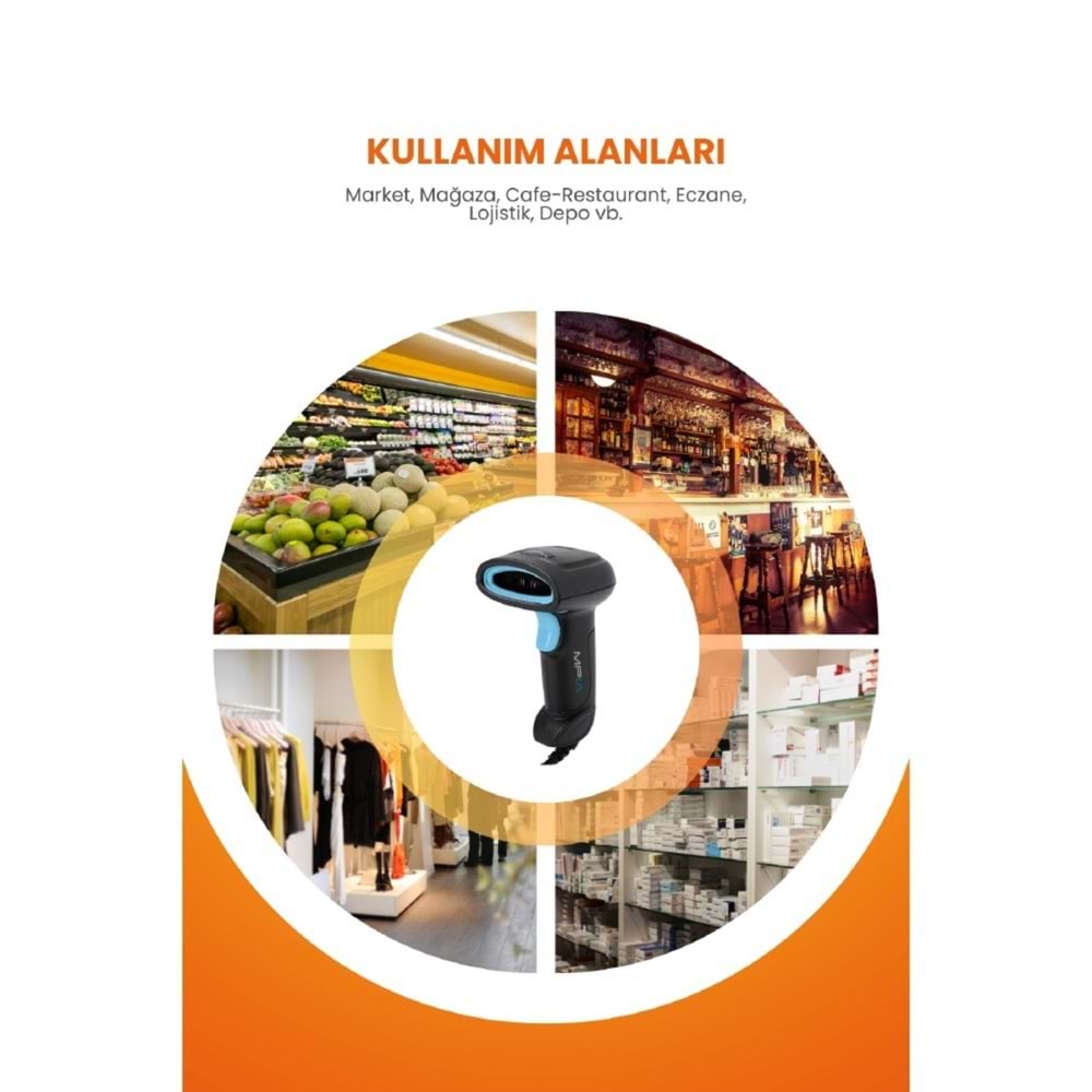 Mpıa BS-1 USB Kablolu 1D/2D Barkod/Karekod Okuyucu