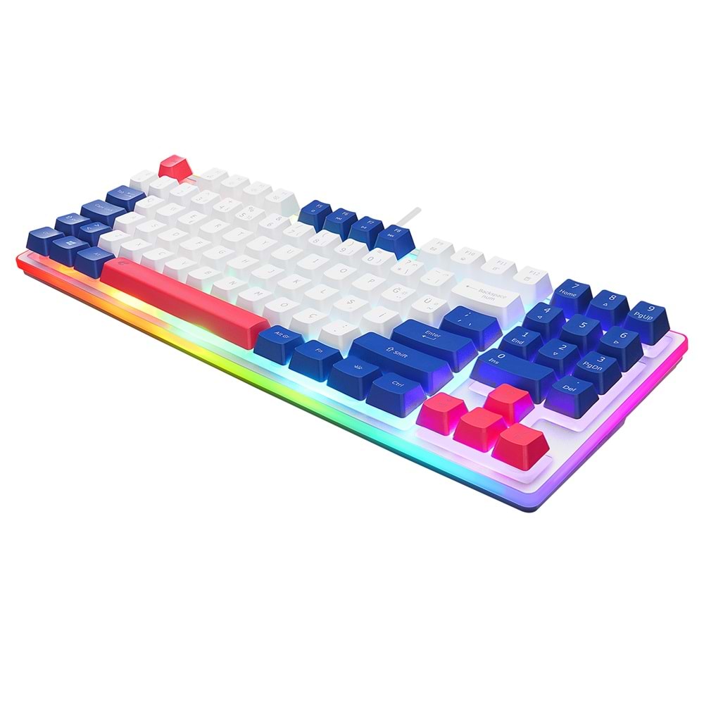 Acer eMachines EAK216 Beyaz/Mavi/Kırmızı USB Rainbow Aydınlatmalı Q Standart TKL Klavye