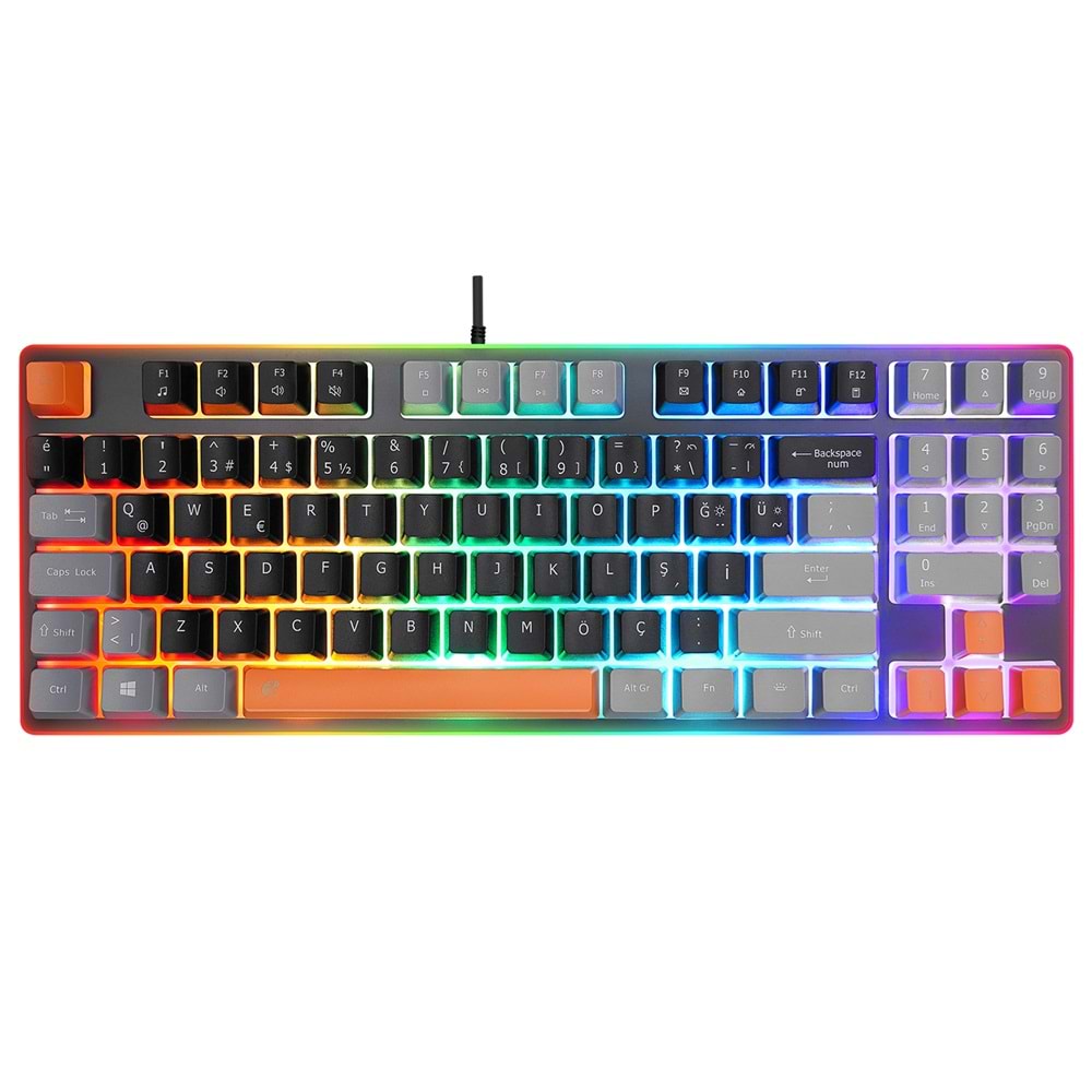 Acer eMachines EAK216 Siyah/Gri/Turuncu USB Rainbow Aydınlatmalı Q Standart TKL Klavy