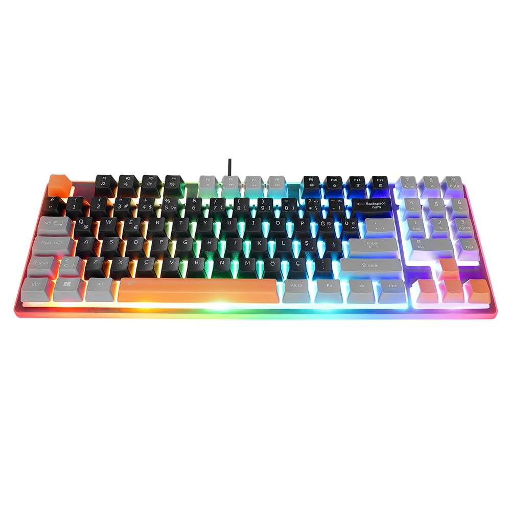 Acer eMachines EAK216 Siyah/Gri/Turuncu USB Rainbow Aydınlatmalı Q Standart TKL Klavy