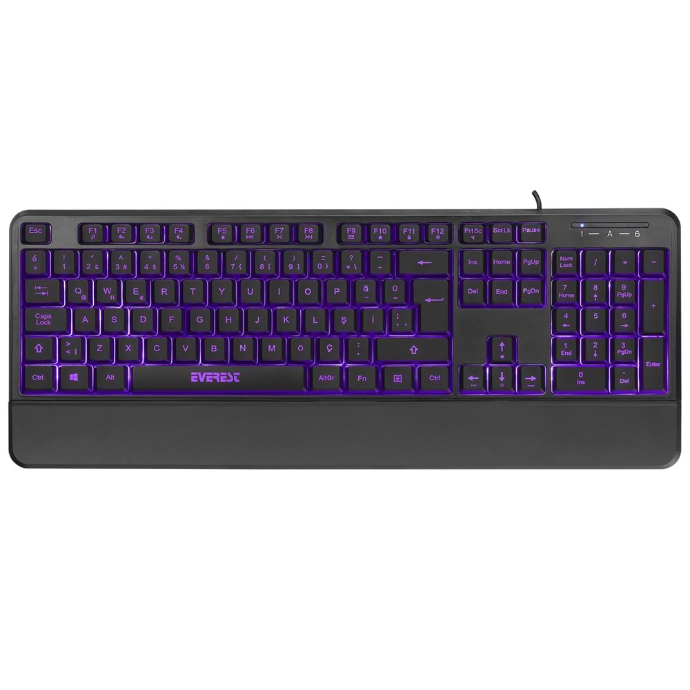 Everest KB-R61 BRIGHT Siyah Usb 3 Renk Aydınlatmalı Q Bilek Multimedia Klavye