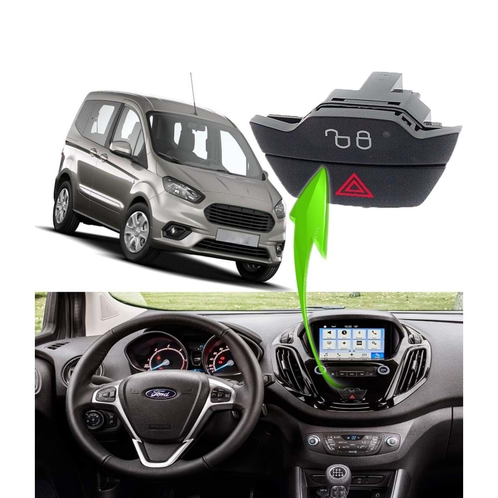 Bawerlink Ford Courier Dörtlü Sinyal Flaşör Düğmesi Merkezi Kilit Anahtarı 2014-2021