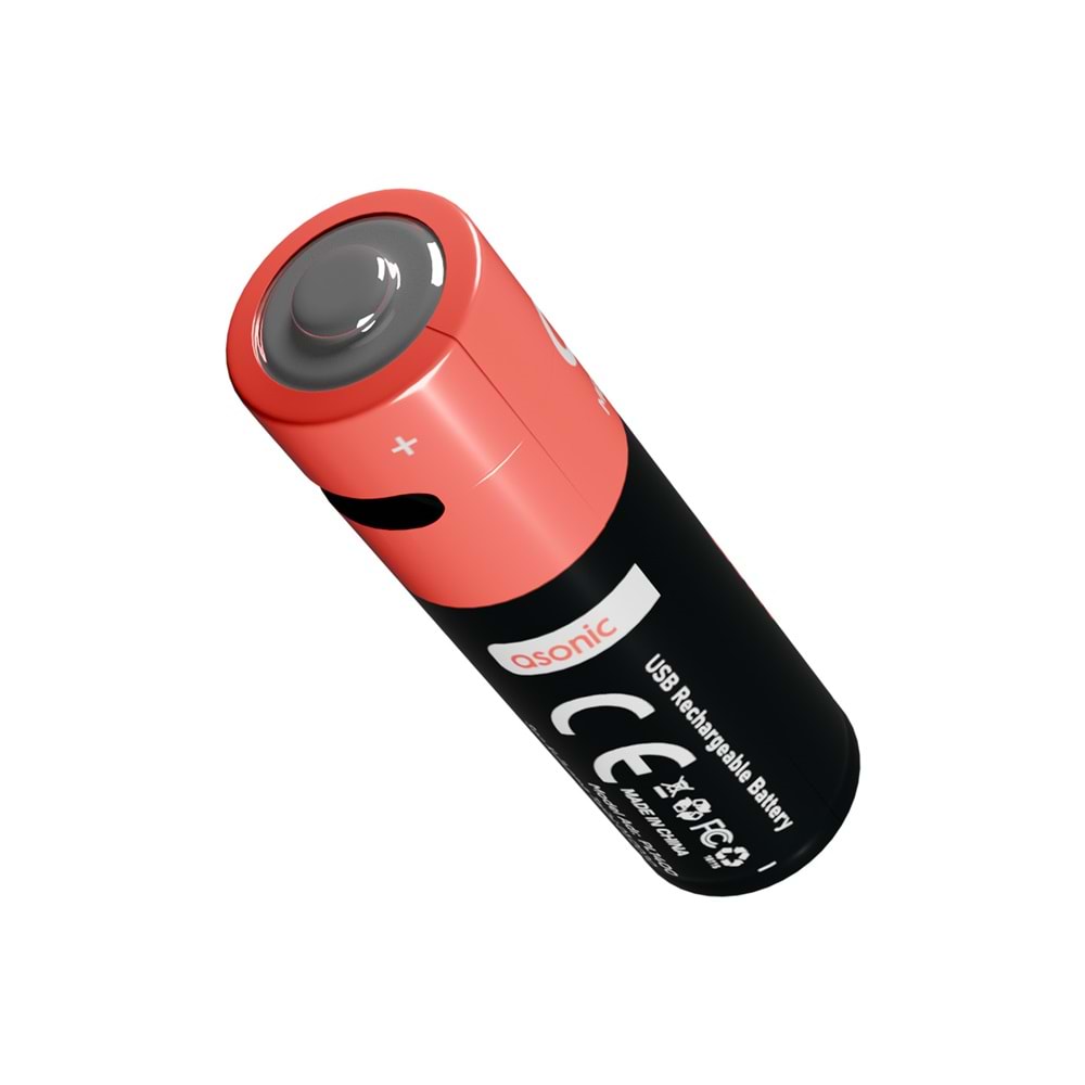 Asonic PL1400 AA Kalın 1.5V 1400mAh/2600mwh Type-C USB Şarjli 2'Lİ Pil