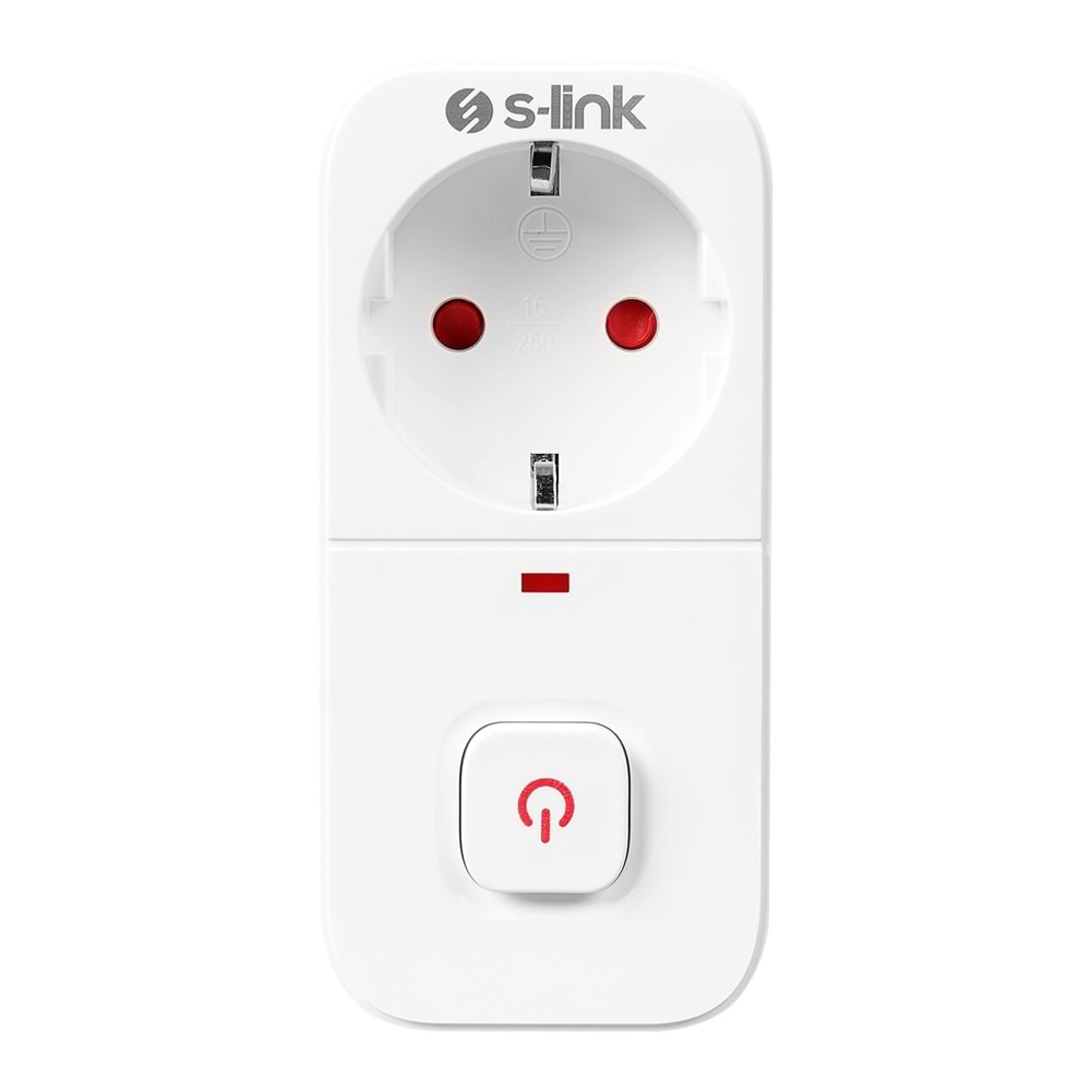 S-link SL-010 16A/250V 750 Joule Anahtarlı Isıya Duyarlı Devre ve Akım Korumalı Tekli Priz