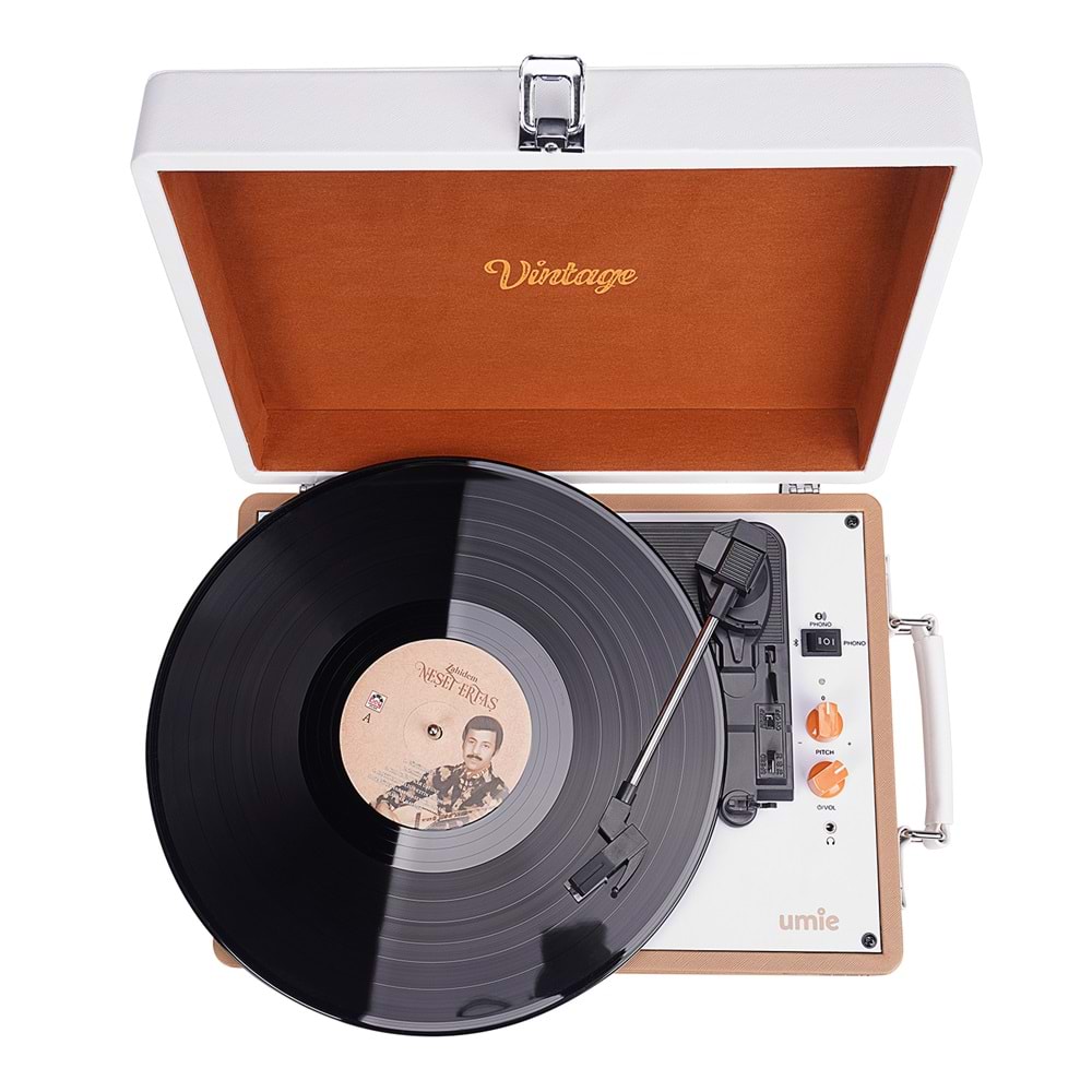 UMİE Vintage UM-P353 Pikap Bluetooth'lu 3.5mm AUXIN&RCAO Destekli Müzik Kutusu