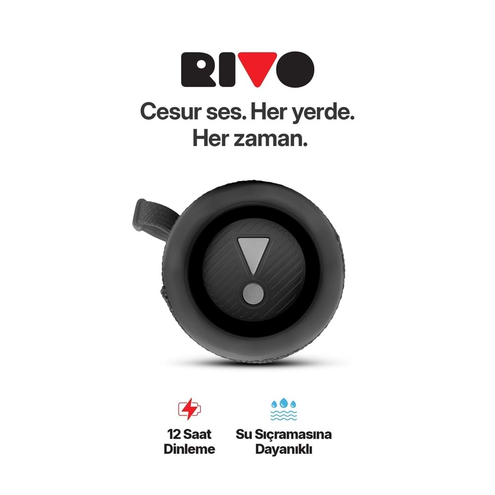Powerway RİVO Siyah Taşınabilir Bluetooth Kablosuz Hoparlör 12 Saat Oynatma Çoklu Bağlantı