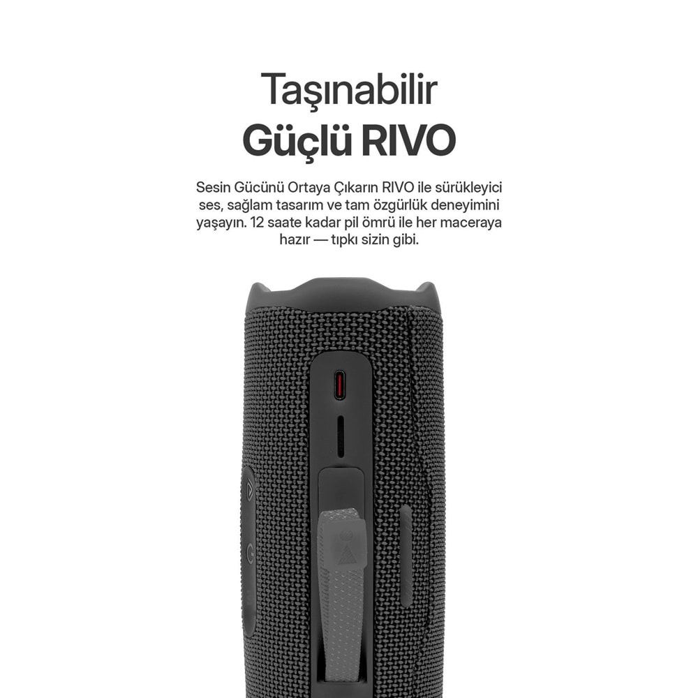 Powerway RİVO Siyah Taşınabilir Bluetooth Kablosuz Hoparlör 12 Saat Oynatma Çoklu Bağlantı