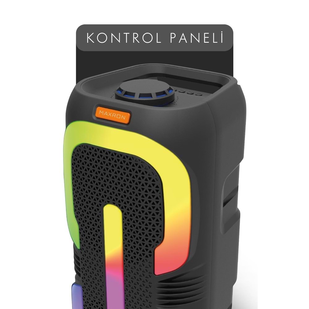 Maxron MXTune 16W Bluetooth Hoparlör Led Işıklı Ses Sistemi Parti Speaker Karaoke Özellikli