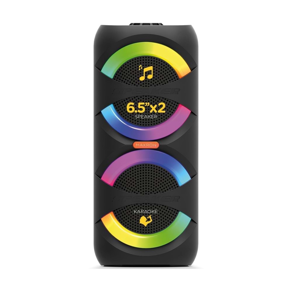 Maxron MXBass 16W Bluetooth Hoparlör Led Işıklı Ses Sistemi Parti Speaker Karaoke Özellikli