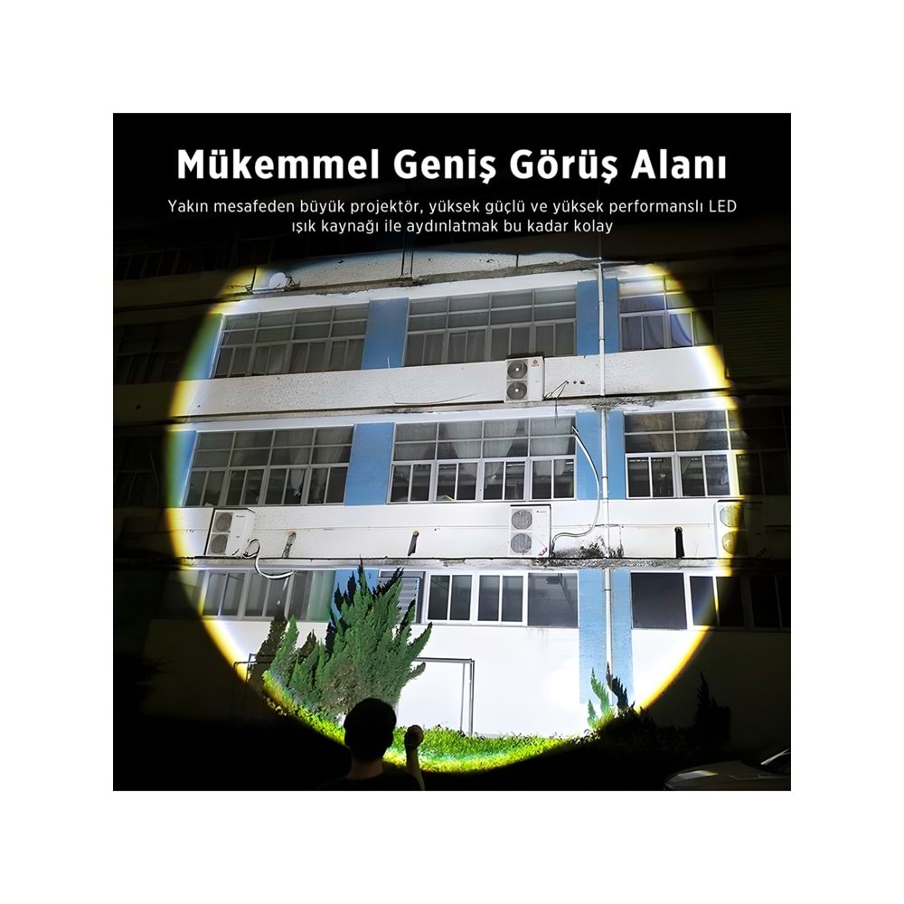 Philips SFL2203 450 Lümen 5W Led El Feneri Teleskopik Zoom Sos Modlu Metal Gövdeli Şarj Edilebilir Uzun Menzilli Flashligh