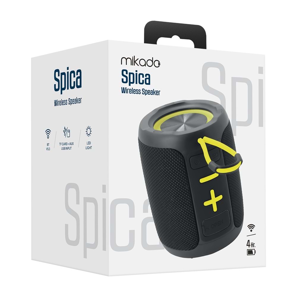 Mikado MD-60BT Spica Siyah 13W 1800mAh BT/TF/USB/ECO Led Işıklı Speaker